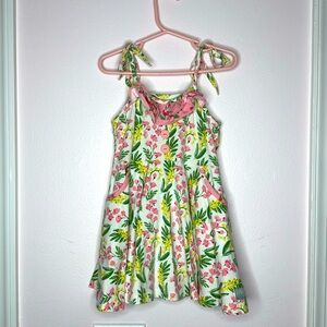 Eleanor Rose flow dress white with pink and yellow flowers size 3/4.